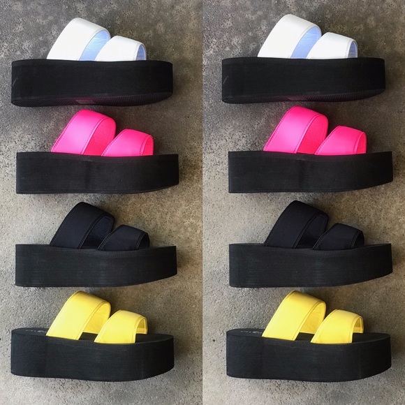 Cherish Neon Flip Flop Wedge Flatform Sandal 10 - Picture 4 of 8